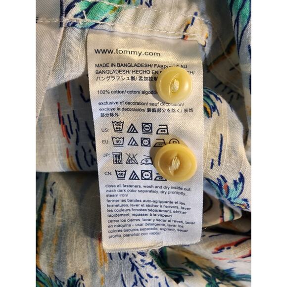 Tommy Hilfiger Shirt Mens Multicolor Parrots Button Down Short Sleeve Size XXL - Picture 5 of 6